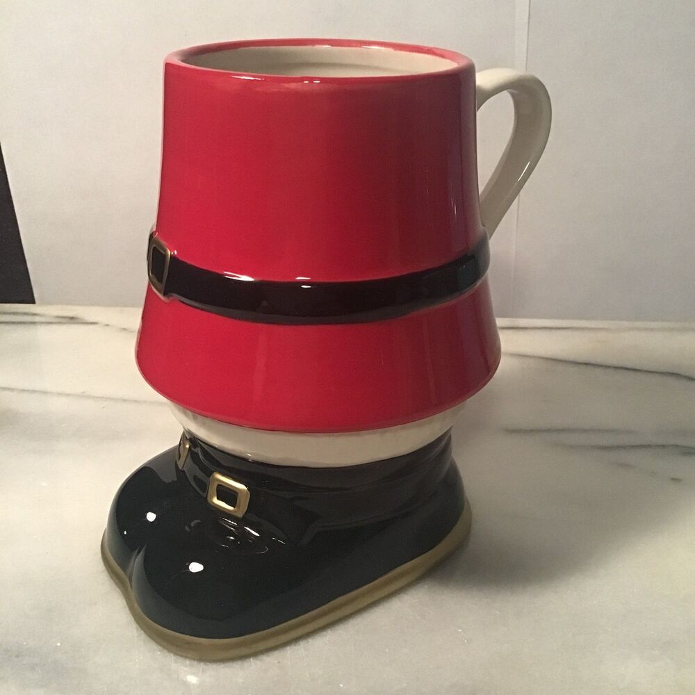 Vintage Santa Suit and Boot Ceramic Mug Christmas Holiday Figural Footed Cup